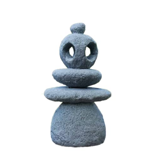 Sdeetesamjun Japanese Pagoda Stone Lantern, Stacked Stone Sculpture Fairy Garden Accessories Outdoor Statue Meditation Zen Garden Decor