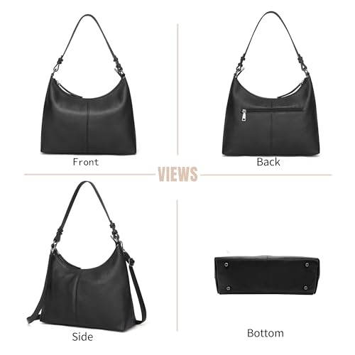 Image of Hobo Bag for Women Genuine Leather Purses Work Casual Shouldler Bag with Two Adjustable Straps