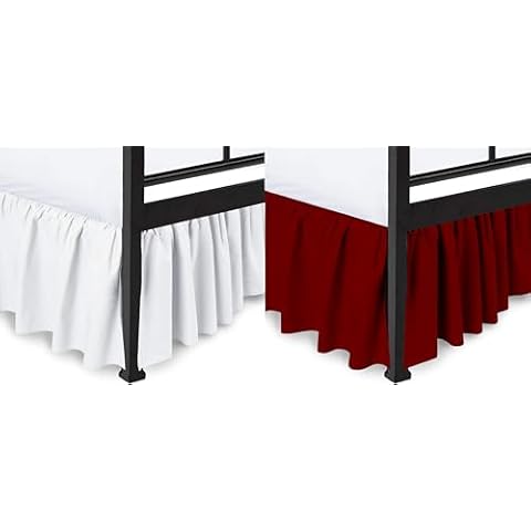Peace Sleep Bedding - 2 Pcs Ruffled Bed Skirt with Split Corners - Hotel Quality Brushed Microfiber Cover