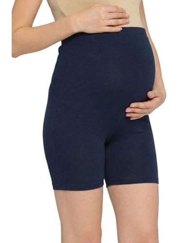 Image of Women's High Waist & Mid-Thigh Cotton Lycra Maternity Shorts|Pregnancy Panty|Maternity Panties Over The Belly for The Pre & Post Pregnancy