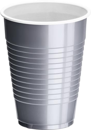 DecorRack 20 Party Cups 12 oz Disposable Plastic Cups for Birthday Party Bachelorette Camping Indoor Outdoor Events Beverage Drinking Cups (Grey, 20) - Image 3