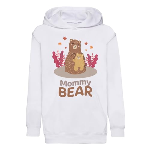 Sweat à capuche enfant Mommy Bear en coton premium illustration ourson
