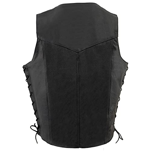Image of Milwaukee Leather Men's Premium Leather Western Style V-Neck Motorcycle Rider Vest with Front Snap Closure |LKM|ML|SH