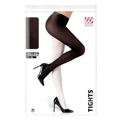 W WIDMANN MILANO Party Fashion - Strumpfhose zweifarbig, 40 DEN, Schwarz-Weiß, Karneval, Halloween