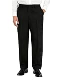 Soojun Men's Classic Fit Flex Waist Flat Front Dress Pant, Black, 36W x 32L