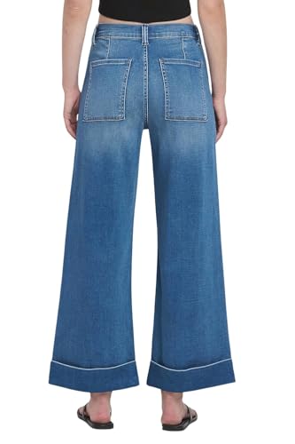 VERVET Women's High-Rise Double Cuffed Baggy Wide Jeans3