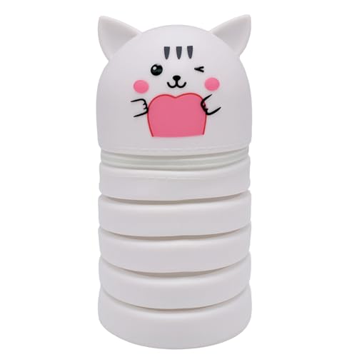 QRKPVHD Federmäppchen Teleskopisch Silikon Federtasche - 2-in-1 Silik on Federmäppchen, aus Weichem Silik on, Feder mäppchen Kinder, Teleskopisch Mäppchen, Weiß