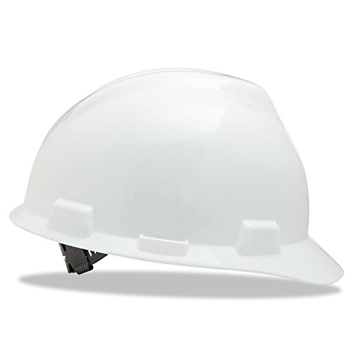 Msa 463942 V-Gard Hard Hats, Staz-On Pin-Lock Suspension, Size 6 1/2-8, White #TOP28