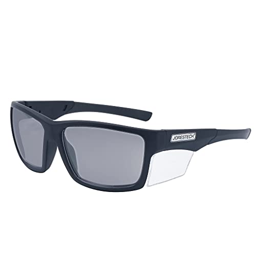 JORESTECH Safety Bifocal Glasses with Side Shields, ANSI Z87+ Compliant, Impact-Resistant (Black Frame with Smoke Lens, 144 Pairs)