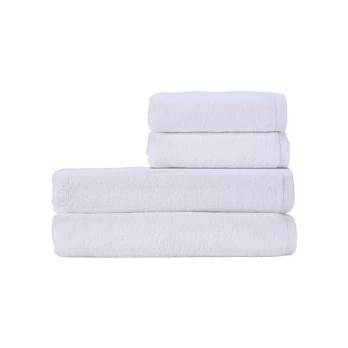 Christy Cirrus Bath Sheets Set | 4 Pieces | 2 Hand 2 Bath Sheets | Super Soft and Fluffy | Quick Dry | Lightweight Bathroom Shower Towels | 100% Cotton | White