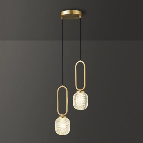 Chandelier suspendu intérieur LED en cuivre et verre pour éclairage de salon