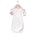 Laughing Giraffe Baby Long Sleeve Ringer Gown with Fold Over Mittens White/Pink
