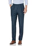 Louis Raphael Men's Linen Blend Pleated Straight Fit Dress Pant