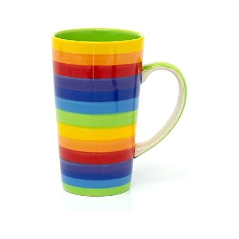 Hand Painted Rainbow Stripe Ceramic Mug Cover