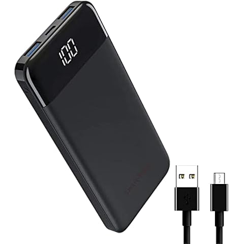 Auronna 10000mAh Power Bank USB C Battery Pack With LED Display Type C Powerbank Portable Charger Compatible With Smartphones Tablets (Black) Cover