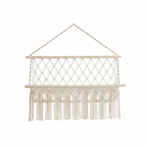 Image of Decazone Macrame Toy Hammock Organizer for Stuffed Animals | Handmade Cotton Rope Storage Net | Boho Wall Hanging Nursery Organizer | Corner Mesh Hammock for Kids Room & Home Decor (1 Tier)