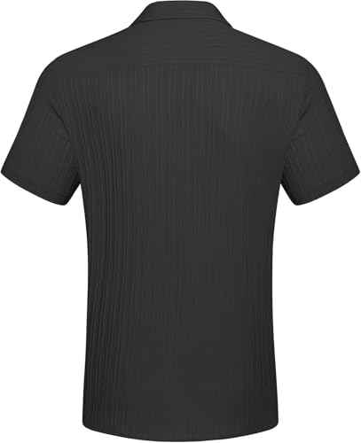 Image of Zombom Men's Casual Button Down Shirts Short Sleeve Poly Cotton Shirt Fashion Textured Beach Summer Shirts| Men Stylish Shirt | Men Fancy