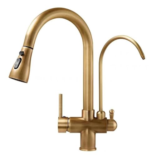 Mitigeur 3 voies antique douchette extractible télescopique orientable pour évier de cuisine