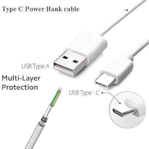 Image of USB Type C Cable | Type A to Type C Fast Charging & Data Sync Cable | White USB C Cable for Android Smartphones | Tablets, Power Banks, Chargers & USB Devices