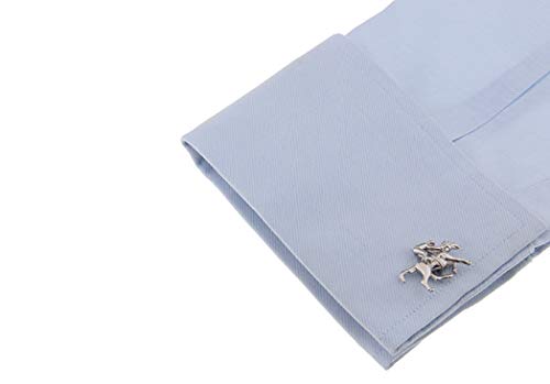 MRCUFF Horse Polo Player Rider Pair Cufflinks in a Presentation Gift Box & Polishing Cloth3