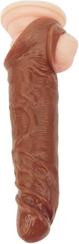 New Soft H-8.7 Inch Big Realistic Sleeve Extender Sheath for Men Male Enhancement Extension Sleeve Brown