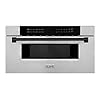 ZLINE Autograph Edition 30 12 cu ft Built In Microwave Drawer in Stainless Steel with Matte Black Accents
