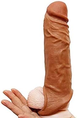 Big 10 inches Soft Realistic Sleeve Extender Sheath for Men Male Enhancement Extension Sleeve Massage 1.8"" Girth- Fit (Brown 8.5inches)