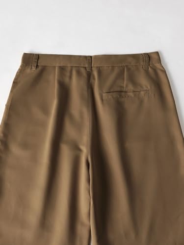 OYOANGLE Men's Loose Wide Leg Long Pants Business Suit Casual Fold Pleated Trousers with Pocket4