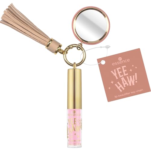 essence YEE HAW! lip beautifier key chain, Lipgloss, Nr. 01, Pink, glänzend, glitzernd, vegan, ohne Parabene, ohne Mikroplastikpartikel, Nanopartikel frei, 1er Pack (1.5ml)