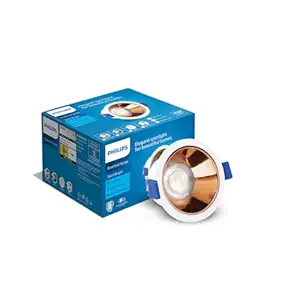 PHILIPS 7 Watt Rose Gold Reflector LED Ceiling COB Round Spot Light with Focused Beam | Cut Out: 75mm | Warm White, Pack of 1 (Deco Bright)