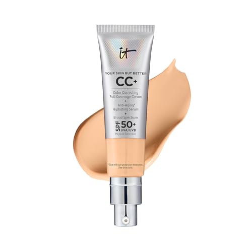 IT Cosmetics Your Skin But Better CC+ Cream – Color Correcting Cream, Full-Coverage Foundation, Hydrating Serum & SPF 50+ Sunscreen – Natural Finish – 1.08 fl oz