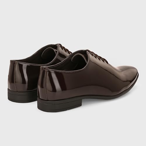 Image of Centrino Men's Glossy Formal Shoes |Lace-Up Design with Cushioned Insole for Comfort | Comfort, Style and Durability for Professional or Formal Wear |Craftsmanship for All-Day Elegance (9750)