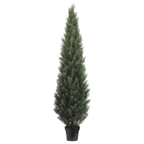 7' UV-Resistant Outdoor Artificial Cedar Cone-Shaped Topiary Tree w/Pot -Green