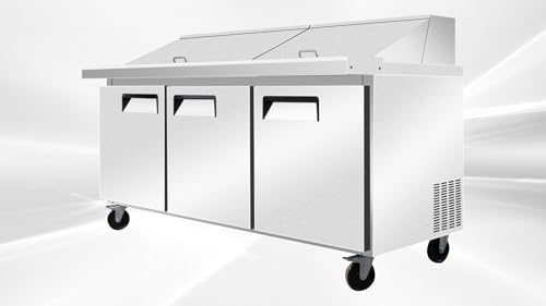 Commercial Sandwich Prep Table, Refrigerated, Mega Top, 72.4 inch Width, 3 Doors, Digital Temperature Control, 20.27 cu. ft., ASR-18486