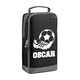 Personalised Kids Boot Bag – Custom Name Sports Shoe Bag for Football, Rugby, Cricket, PE & School – Gift for Boys & Girls (Football Boot, Black)
