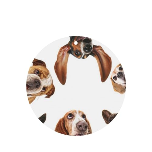 吊り下げ式車用芳香剤カード 2枚パック - 長持ちする吊り下げ式アロマセラピーカード (ラベンダーの香り) 車、自宅の寝室、ワードローブ、靴箱などに最適。男女兼用 (携帯電話で自撮りするかわいい犬のグループ)