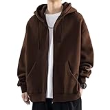 [JHIJSC] パーカー メンズ 秋冬 裏起毛 長袖 ジップアップ ゆったり フード付き 大きいサイズ (JP, アルファベット, XL, ブラウン)