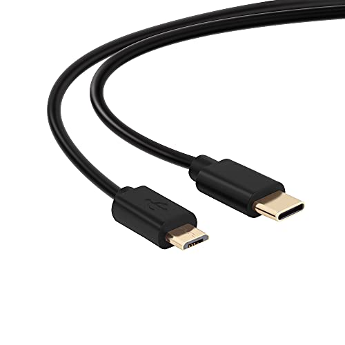 conecto 2,00m câble de connexion USB C vers Micro USB 2.0, contacts plaqués or, câble de données et câble de charge, noir