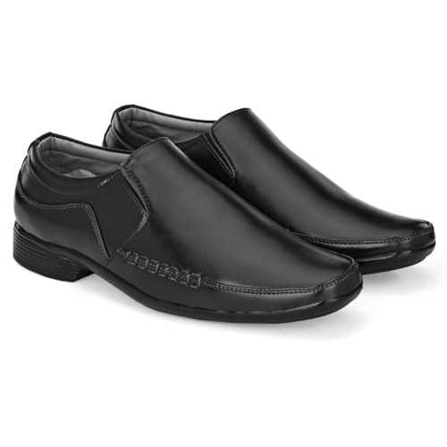 Image of Leatherkraft Formal Slip-On Shoes with Textured Detail