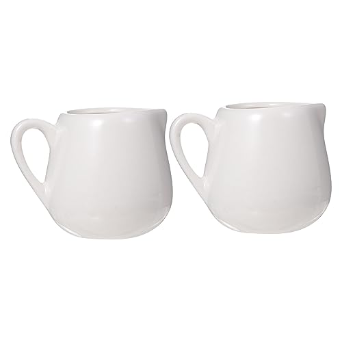 GRIRIW 2 Pcs Sauce Spoon Coffee Pot Maple Syrup Coffee Mug with Lid Espresso Cup Water Kettle Bowl Milk Pots Porcelain Milk Jug Ceramic Storage Container Mini Sauce Mug Ceramics White