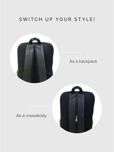 Image of ZOUK Olina Daypack for Women - Convertible Backpack with Laptop & iPad Compartments | Stylish Handcrafted Office & Travel Bag with Water-Resistant Lining & Dual Straps |