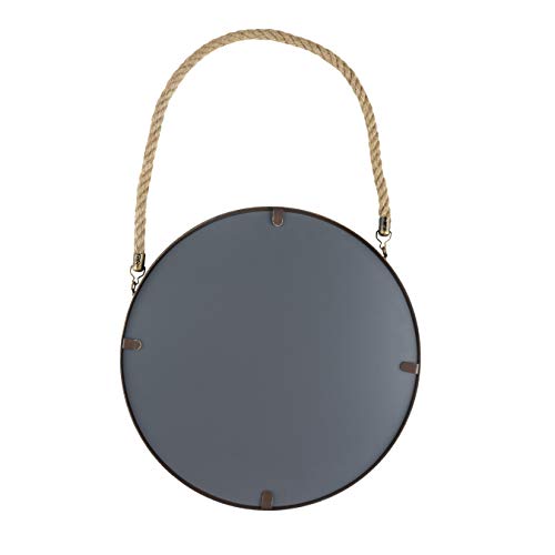 Danya B. SE021 Decorative Rustic Metal-Framed 15" Gold Patina Round Wall Mirror with Hanging Rope - Image 2