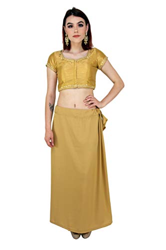 Sari Petticoat Stitched Indian Saree Petticoat Adjustable Waist Sari Skirt (Gold/Mustard)
