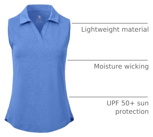 Image of BGOWATU Women's Sleeveless Golf Polo Shirts Collared V Neck Tennis Tank Tops UPF 50+ Quick Dry Lightweight