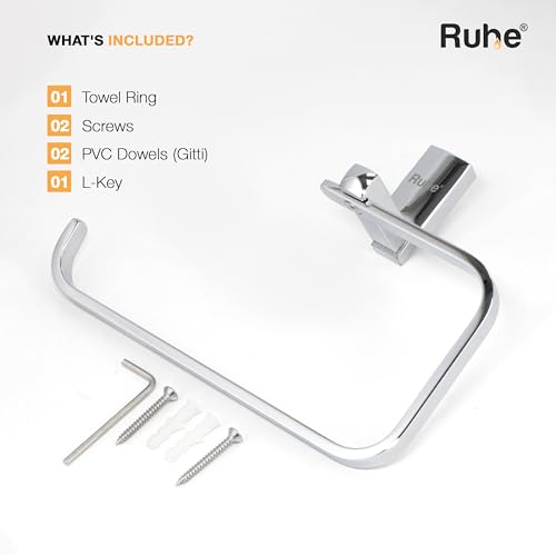 Image of Ruhe Erica Bathroom Towel Ring /Napkin Ring | Chrome-Plated Brass Hand Towel Holder, Modern Wall-Mount Design