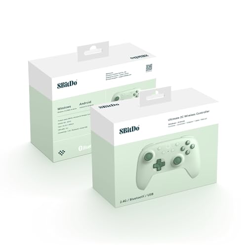 Image of AKNES 8Bitdo Ultimate 2C Wireless 2.4G Controller for Windows PC and Android, Gamepad with Hall Effect Joysticks and Hall Triggers, 1000Hz Polling Rate, Remappable L4 /R4 Bumpers - Green | Gamepad with Hall Effect Joysticks and Hall Triggers, 1000Hz Polling Rate, Remappable L4 /R4 Bumpers - Green