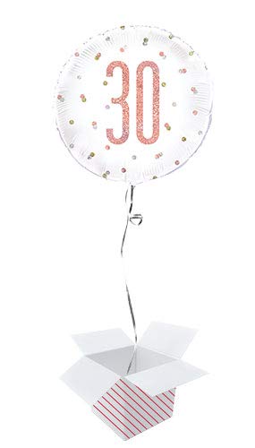 Rose Gold Glitz Age Holographic Round Foil Helium Balloon- Inflated Balloon in a Box (Age 30, Birthday) โ image 1
