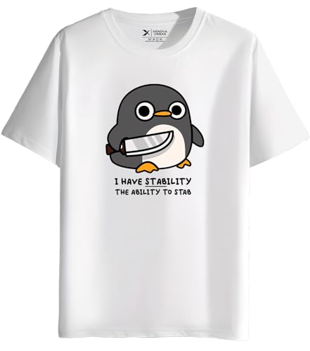 Image of XENOVAURBAN Men's Graphic Printed RN-Penguin Round Neck Regular and Plus Size Cotton T-Shirt