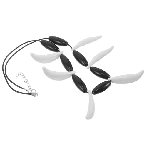 ORFOFE Collar Tribal de Resina con Colgante Ajustable de Diente de Cavernícola para Hombre y Mujer Accesorios para Disfraz Tribal y Cosplay Joyería Unisex con Cuentas para Fiestas