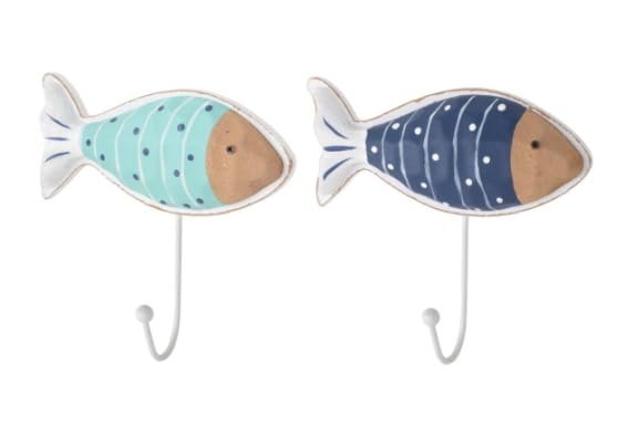 SIGNES GRIMALT Lot de 2 Patères Poisson avec Crochet – MDF et Métal – Style Bord de Mer –...